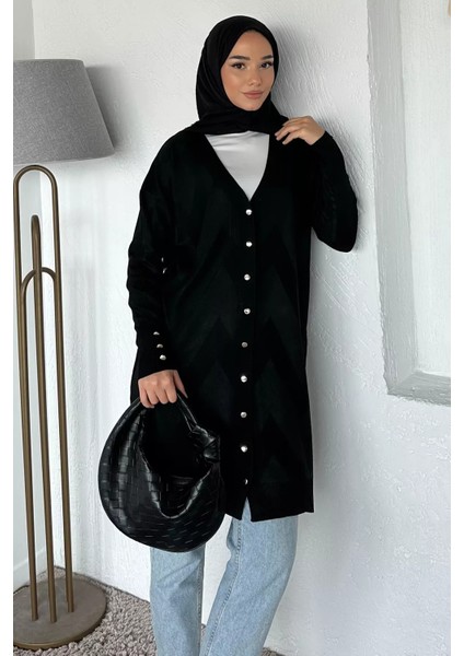 Ön Düğmeli Desenli Tesettür Triko Hırka (M-L-Xl Uyumludur) P-00018881 fiyatları