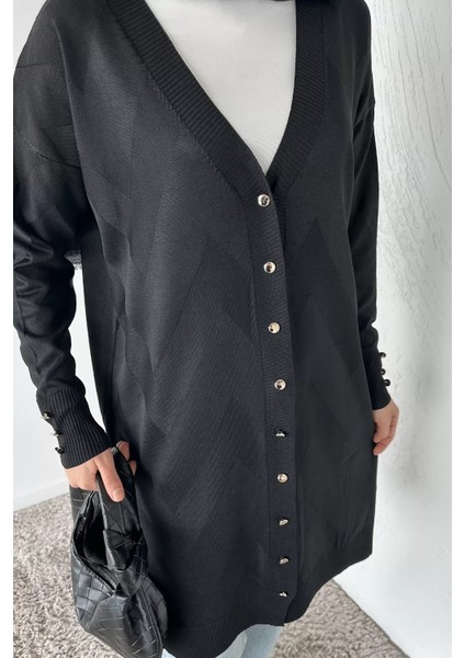 Ön Düğmeli Desenli Tesettür Triko Hırka (M-L-Xl Uyumludur) P-00018881 modelleri