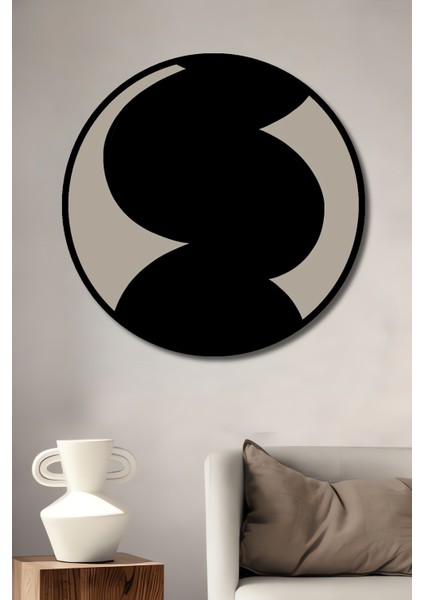 Çerçeve Görünümlü Siyah Ilham Dekoratif Ahşap Mdf Işyeri Duvar Tablo Yuvarlak Işyeri Duvar Tablo