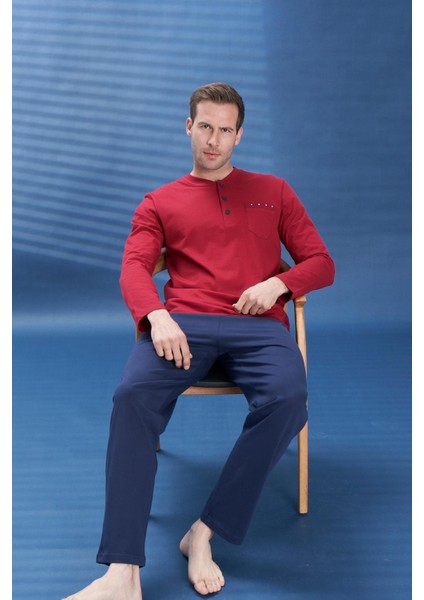 Erkek Penye Süprem Battal Önü Patlı Pijama Takımı | Bordo 2105 fiyatları