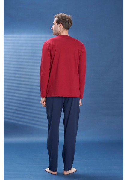 Erkek Penye Süprem Battal Önü Patlı Pijama Takımı | Bordo 2105 modelleri