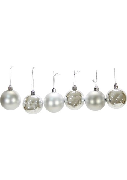 Yılbaşı Süsü 6'lı Top Gümüş 4 cm