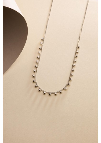 925 Ayar Gümüş Rodyum Kaplama Gurmet Zincirli 4 mm Minik Toplu Kolye fiyatları