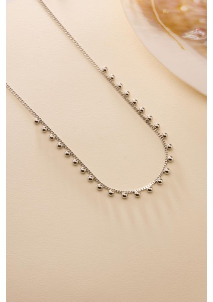 925 Ayar Gümüş Rodyum Kaplama Gurmet Zincirli 4 mm Minik Toplu Kolye fırsatları