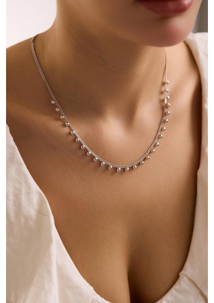 925 Ayar Gümüş Rodyum Kaplama Gurmet Zincirli 4 mm Minik Toplu Kolye indirimleri