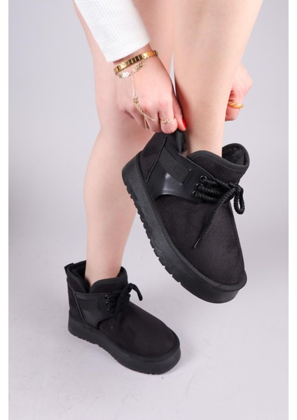 Puff Içi Suni Kürklü Süet Bot Siyah indirimleri