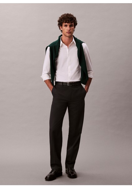 Normal Gömlek Yaka Beyaz Erkek Gömlek LV04LB149GYAA_LS Tech Stretch Slım