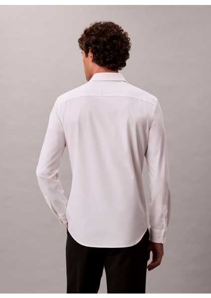 Normal Gömlek Yaka Beyaz Erkek Gömlek LV04LB149GYAA_LS Tech Stretch Slım modelleri