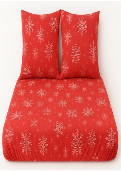 Çift Kişilik Lastikli Çarşaf Seti + Yastık Kılıfı Kar Tanesi