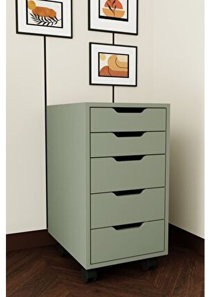 Keson Kül Yeşili Ofis Dolabı 18 mm Yonga Levha 40x55x77.4 cm 5 Gözlü Depolama