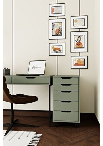 Keson Kül Yeşili Ofis Dolabı 18 mm Yonga Levha 40x55x77.4 cm 5 Gözlü Depolama