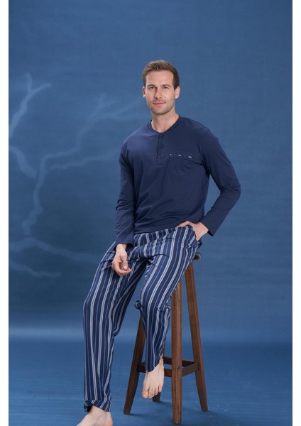 Erkek Penye Süprem Genç Önü Patlı Pijama Takımı | Lacivert 2154 fiyatları