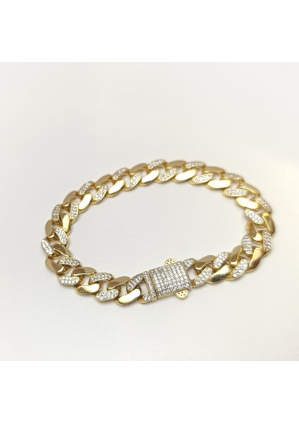 9.7mm Taşlı Gurmet Bileklik Künye 14 Ayar Altın Hd Videolu modelleri