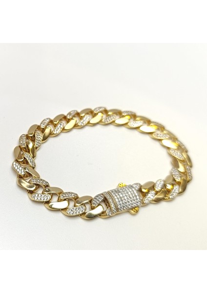 9.7mm Taşlı Gurmet Bileklik Künye 14 Ayar Altın Hd Videolu fırsatları