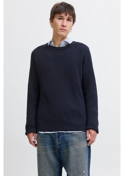 Jjpannel Pamuk Karışım Regular Fit Bisiklet Yaka Kazak Erkek Kazak 12278916