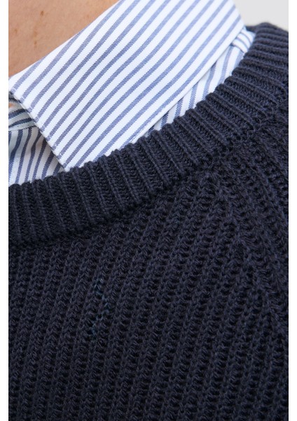 Jjpannel Pamuk Karışım Regular Fit Bisiklet Yaka Kazak Erkek Kazak 12278916