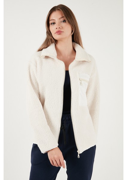 Regular Fit Klasik Yaka Göğüs Cep Detaylı Peluş Hırka Polar Bayan Polar 5866437 fırsatları