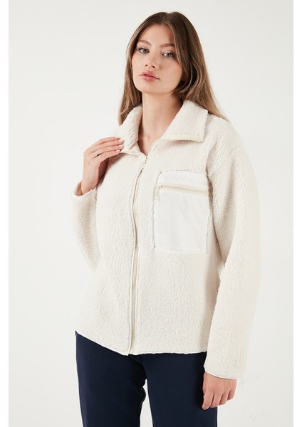 Regular Fit Klasik Yaka Göğüs Cep Detaylı Peluş Hırka Polar Bayan Polar 5866437 indirimleri