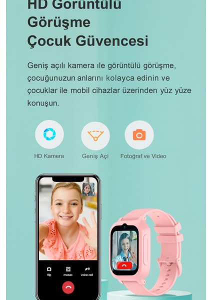 Sim Kartlı Gps'li Kameralı Görüntülü Görüşmeli Çocuk Güvenliği Için Akıllı Saat modelleri