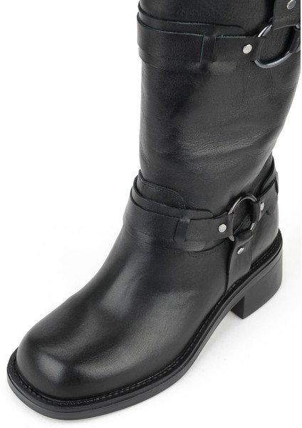 , Kadın Hakiki Deri Çizme 1531022Z7619 Siyah