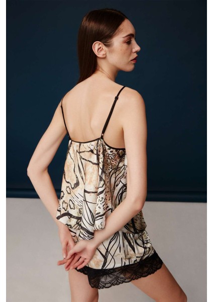 Kadın Baskılı Dantel Detaylı Saten Şort Takımı 30023 fiyatları