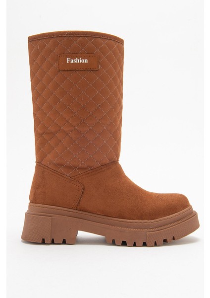 Kaydırmaz Kapitoneli Kadın Çizme Taba Süet fiyatları