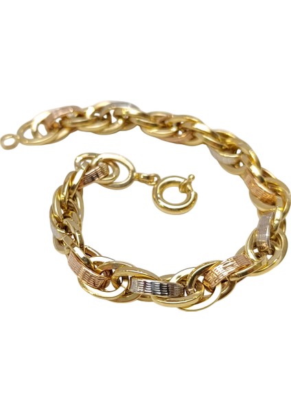 8.3mm Palamut Haloy Bileklik Künye 14 Ayar Altın Hd Videolu