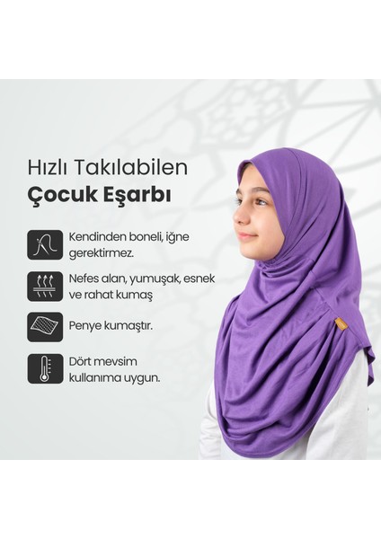 Pratik Hazır Geçmeli Çocuk Şal Mor fiyatları