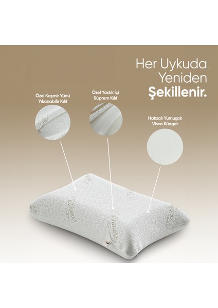 Kaşmir Yeni Nesil Visko Uyku Yastığı - Özel Cashmere Yastık [ Ortopedik ] Lüx Visko Yastık indirimleri