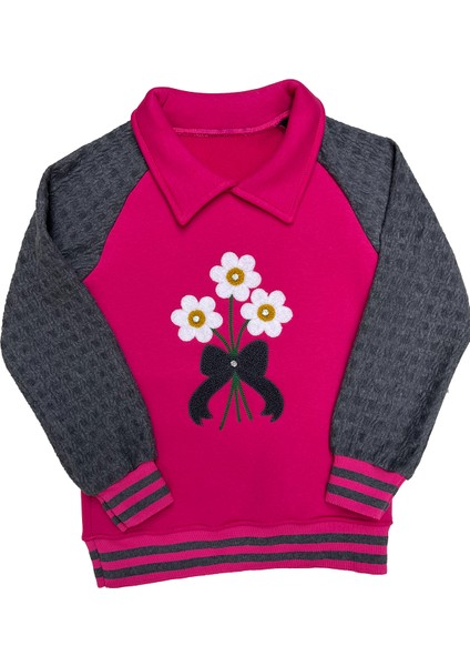 Kız Çocuk Papatya Nakışlı Ribana Detaylı 3 Iplik Alt- Üst Takım 12322 fiyatları