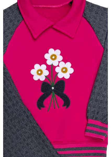 Kız Çocuk Papatya Nakışlı Ribana Detaylı 3 Iplik Alt- Üst Takım 12322 fırsatları