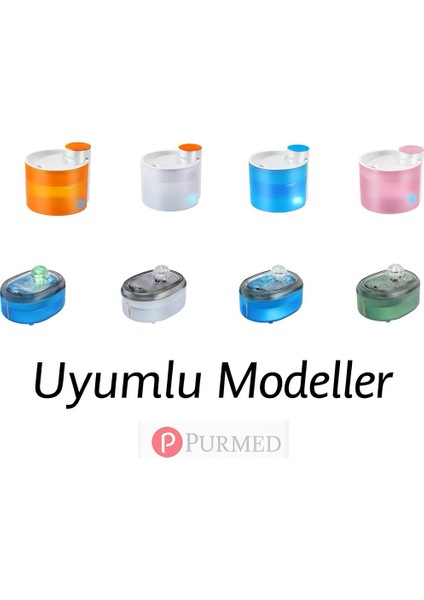 - 2lt / 65OZ (W300/W500) Evcil Hayvan Su Sebili Uyumlu Pamuk, Karbon Filtresi - 6X3CM 3'lü Paket modelleri