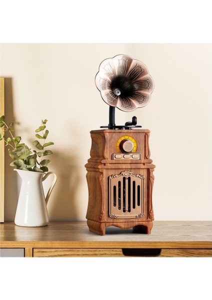 Nostaljik Gramafon Görünümlü Radyo Bluetooth Hoparlör USB Aux Yüksek Ses Kalitesi modelleri