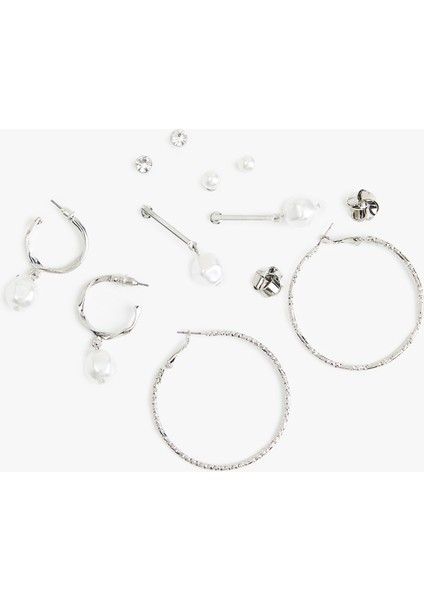 Çelik Karışımlı Inci Detaylı 6'lı Top ve Halka Küpe Seti fiyatları