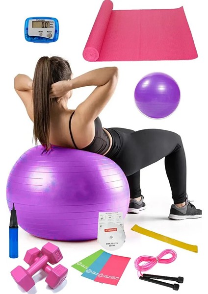 13 Lü Pilates Seti Topu 3 Lü Pilates Bandı Lastiği Dambıl Minder Atlama Ipi Aerobik Adımsayar fırsatları