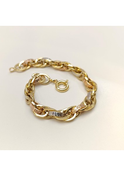 8.3mm Palamut Haloy Bileklik Künye 14 Ayar Altın Hd Videolu fiyatları