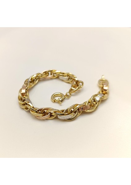 8.3mm Palamut Haloy Bileklik Künye 14 Ayar Altın Hd Videolu fırsatları