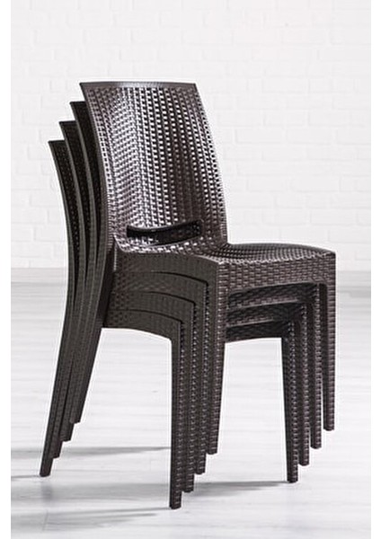 Rattan Large Kahve Bahçe Mobilya Takımı 1 Masa 6 Sandalye Dayanıklı Polipropilen fırsatları