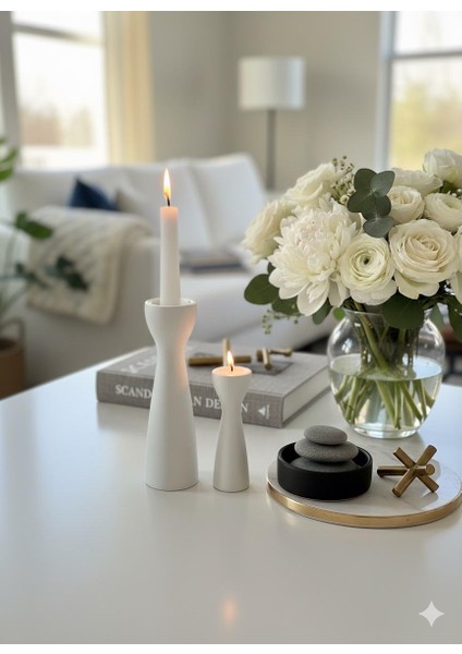 Dekoratif Mum Tutucu -Şamdanlık Seti -Ev Dekorasyon