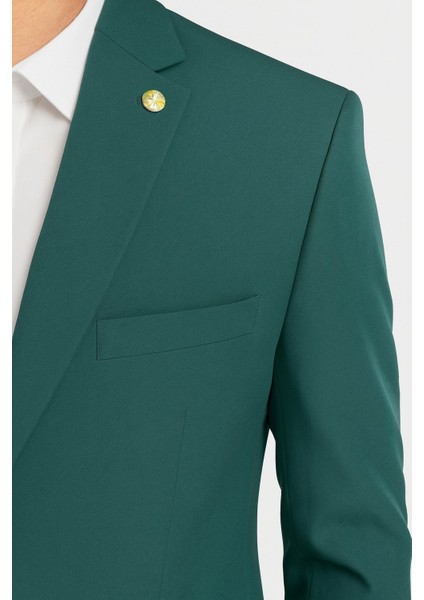 Erkek Tek Düğme Slim Fit Takım Elbise - Şık Ofis ve Davet Kombini