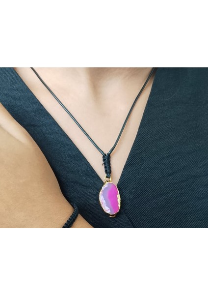 Doğal Akik Taşlı Kolye – El Yapımı Zarif Tasarım