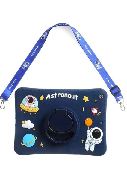 Samsung Galaxy Tab A9 Plus SM-X210 Uyumlu Astronot Çocuk Kılıfı Askılı Standlı Tablet Kılıfı - CZ130