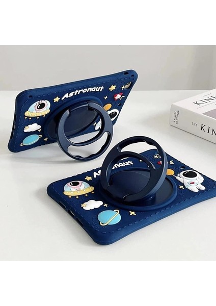 Samsung Galaxy Tab A9 Plus SM-X210 Uyumlu Astronot Çocuk Kılıfı Askılı Standlı Tablet Kılıfı - CZ130 modelleri