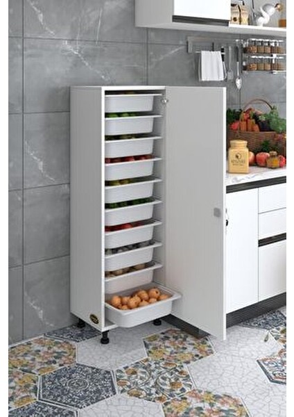 Çok Amaçlı Dolap Modern Tasarım 134 cm Yükseklik 10 Sepetli Ahşap Malzeme indirimleri