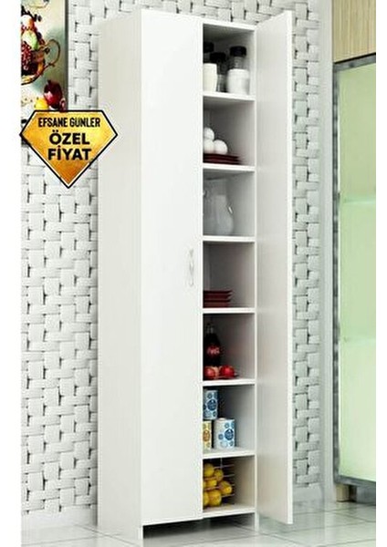 Atlantis Çok Amaçlı Dolap 182 cm Yükseklik 49 cm Genişlik Beyaz Renk Dayanıklı Malzeme