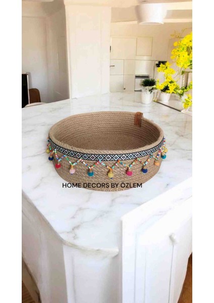 Hasır Sepet Dekoratif Sepet Organizer Saklama Kutusu Düzenleyici Handmade El Emeği