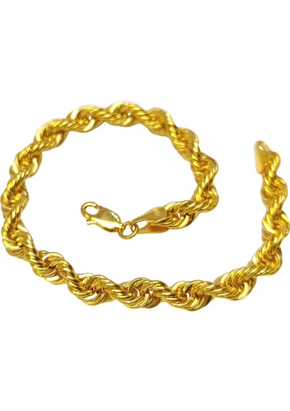 5.5mm Halat Bileklik Künye 14 Ayar Altın Hd Videolu