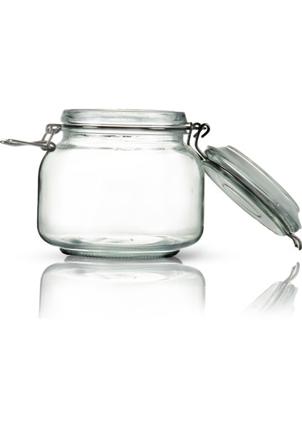 Korken Kare Kavanoz 500 ml Vakumlu Kilitli Cam Saklama Kavanozu