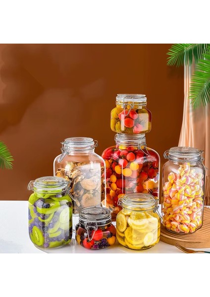 Korken Kare Kavanoz 500 ml Vakumlu Kilitli Cam Saklama Kavanozu indirimleri