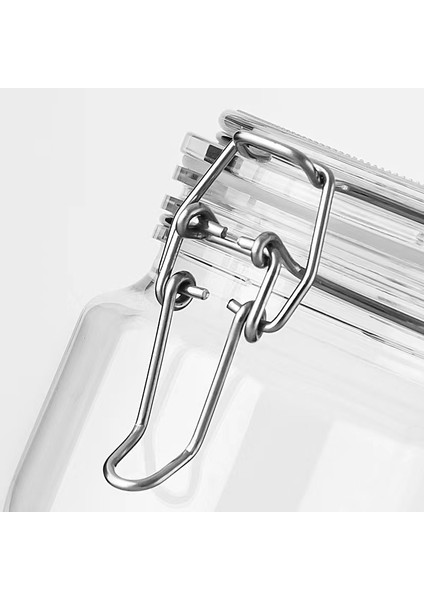 Korken Kare Kavanoz 500 ml Vakumlu Kilitli Cam Saklama Kavanozu